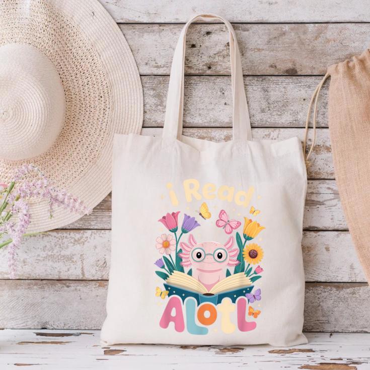 Reading Axolotl Book Lover Wildflowers Canvas Tote Bag Reading Axolotl Book Lover Wildflowers Canvas Tote Bag