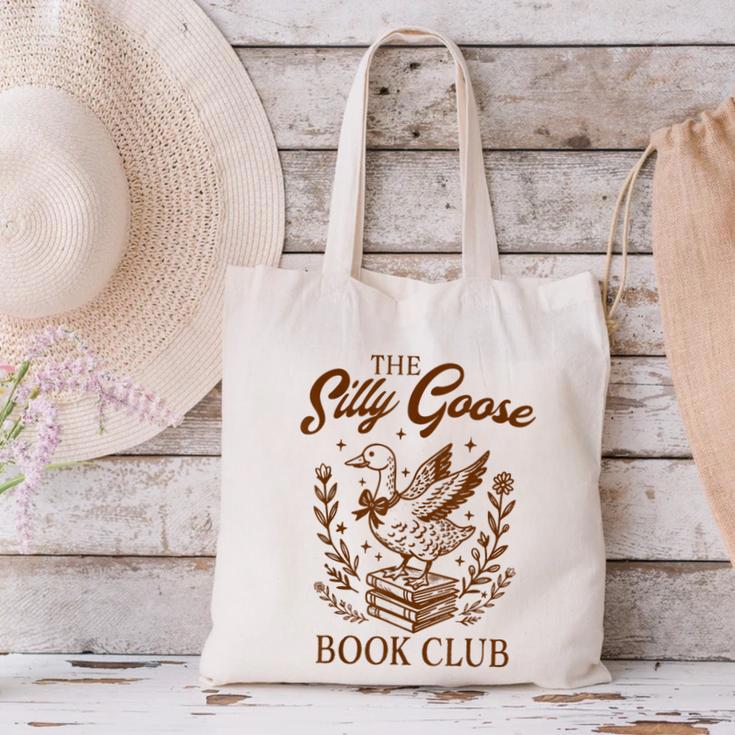 Reading Book Lover Bookish Librarian Silly Goose Book Club Canvas Tote Bag Reading Book Lover Bookish Librarian Silly Goose Book Club Canvas Tote Bag