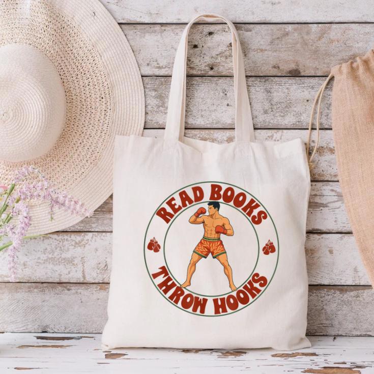 Reading Book Lover Boxer Boxing Lover Read Books Throw Hooks Canvas Tote Bag