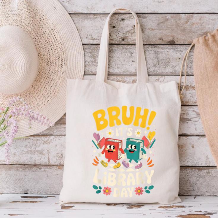 Reading Book Lover School Librarian Bruh It's Library Day Canvas Tote Bag