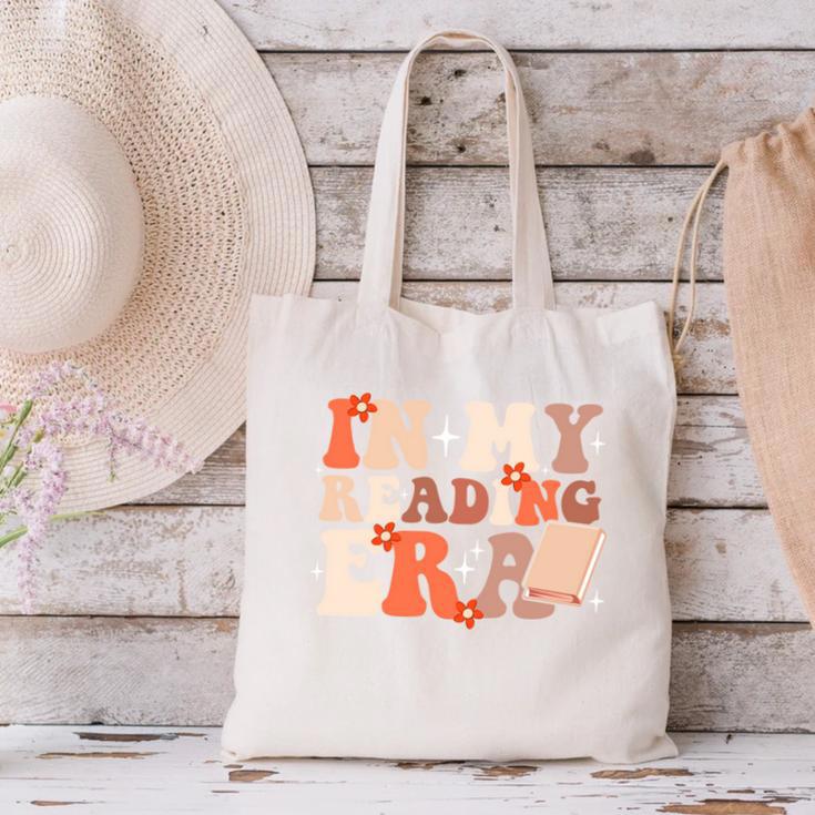 In My Reading Era Groovy Book Lovers Library Reading Women Canvas Tote Bag