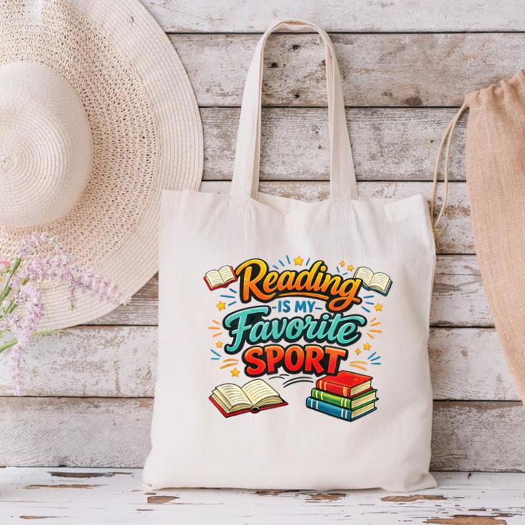 Reading Is My Favorite Sport Book Lover Canvas Tote Bag Reading Is My Favorite Sport Book Lover Canvas Tote Bag