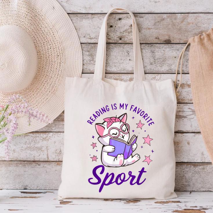Reading Is My Favorite Sport Saying Quote Book Lovers Canvas Tote Bag