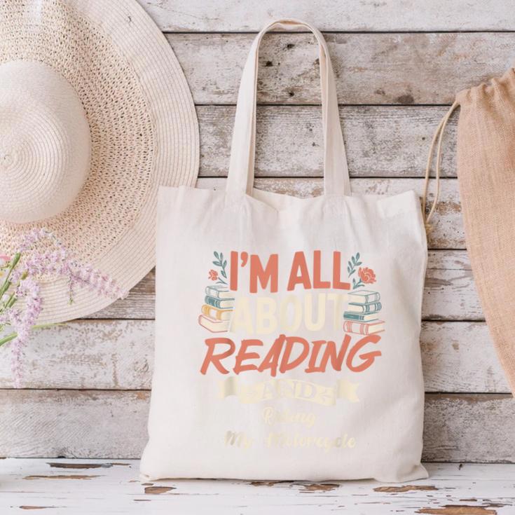 Reading And Motorcycle Life For Bikers Who Love Books Canvas Tote Bag