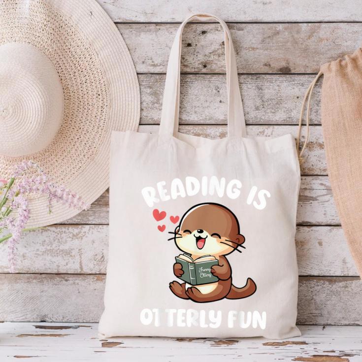 Reading Is Otterly Fun Otter Bookworm Book Lover Librarian Canvas Tote Bag
