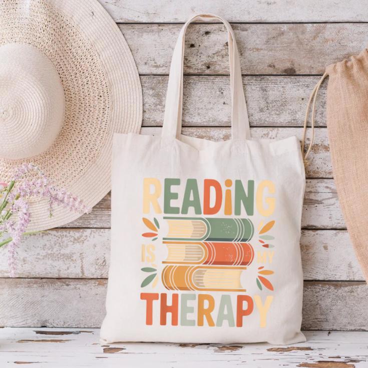 Reading Is My Therapy Book Lover Canvas Tote Bag Reading Is My Therapy Book Lover Canvas Tote Bag