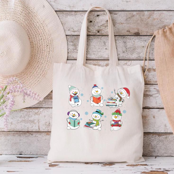 Reading Snowman Christmas Book Lovers Bookworm Librarian Canvas Tote Bag Reading Snowman Christmas Book Lovers Bookworm Librarian Canvas Tote Bag