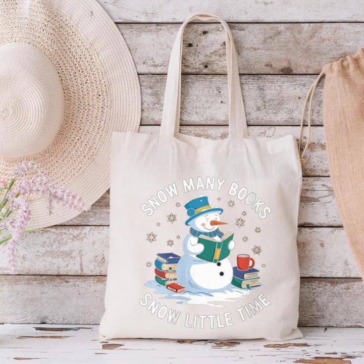 Reading Snowman So Many Books Christmas Books Readers Canvas Tote Bag