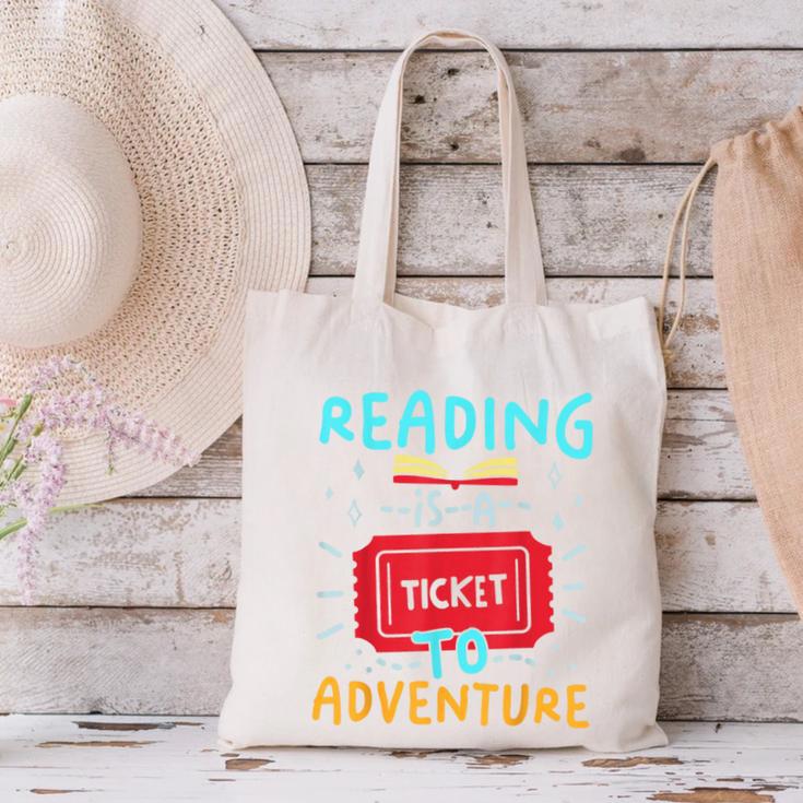 Reading Is A Ticket To Adventure Fun Book Lovers Fun Canvas Tote Bag