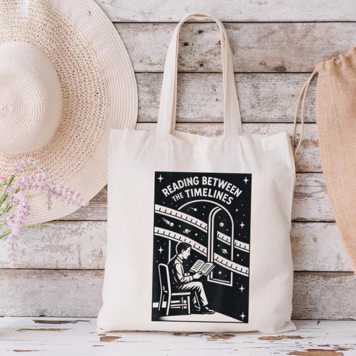 Reading Between The Timelines Time Travel Books Canvas Tote Bag