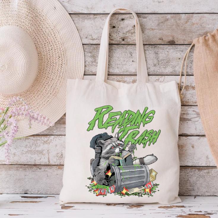 Reading Trash Racoon Bookworm Bookish Librarian Book Lover Canvas Tote Bag