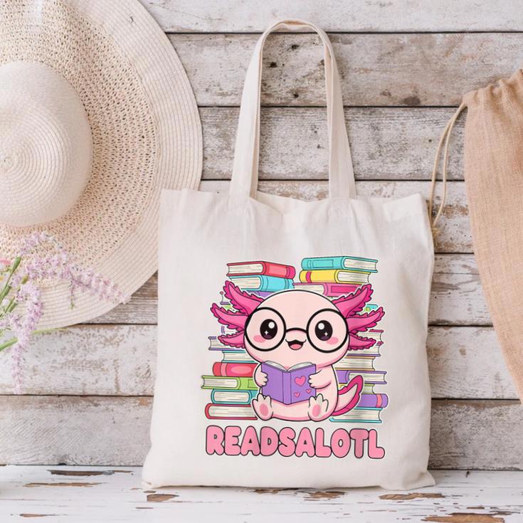 Readsalotl Axolotl Reading Book Bookworm Canvas Tote Bag Readsalotl Axolotl Reading Book Bookworm Canvas Tote Bag