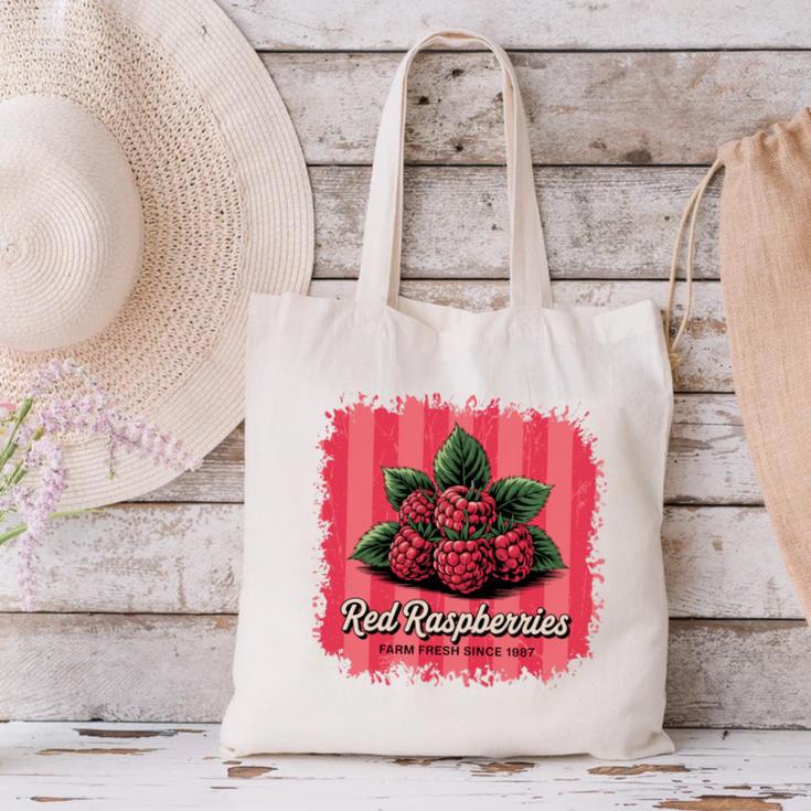 Red Raspberries Farm Fresh Since 1987 Nostalgia Canvas Tote Bag