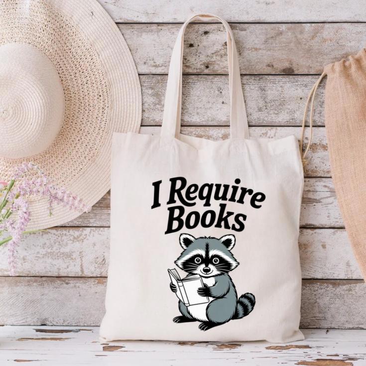 I Require Books Raccoon Reading For Book Lovers Canvas Tote Bag
