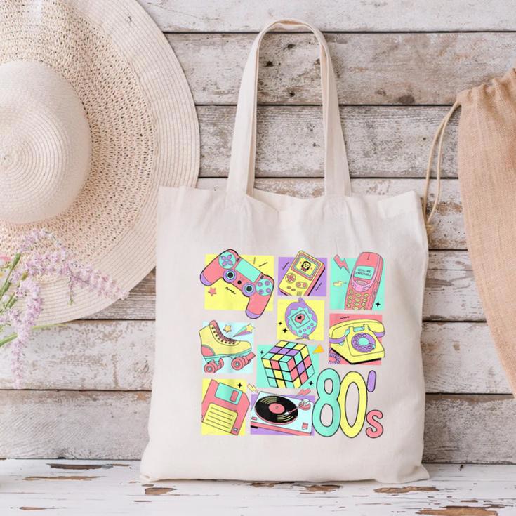 Retro 80s Nostalgia 1980s Throwback Party Costume Canvas Tote Bag Retro 80s Nostalgia 1980s Throwback Party Costume Canvas Tote Bag