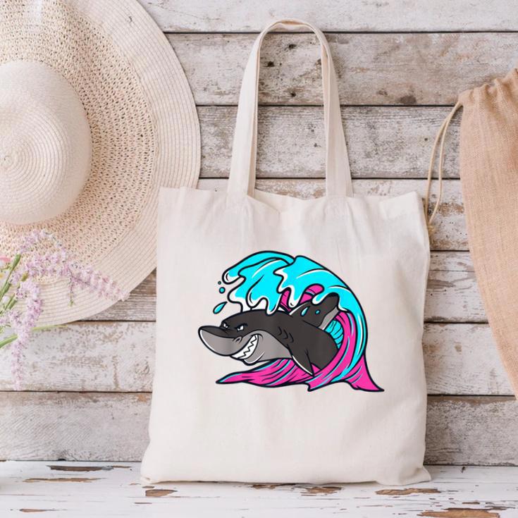 Retro 80s Shark Whale Diving Nostalgia Shark Party Canvas Tote Bag