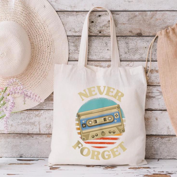 Retro Cassette Never Forget Nostalgia Vintage Canvas Tote Bag