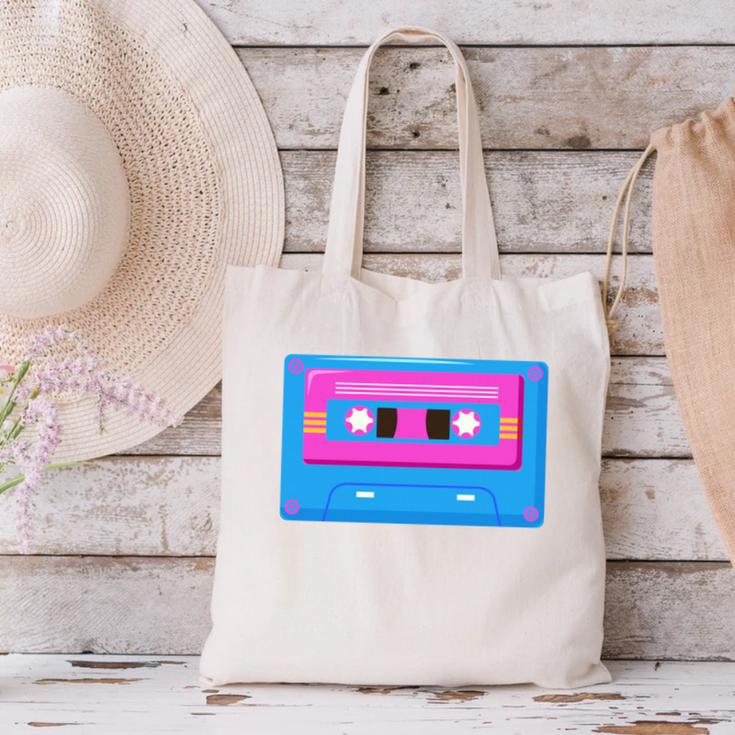 Retro Cassette Tape Tee 90s Nostalgia Aesthetic Canvas Tote Bag Retro Cassette Tape Tee 90s Nostalgia Aesthetic Canvas Tote Bag
