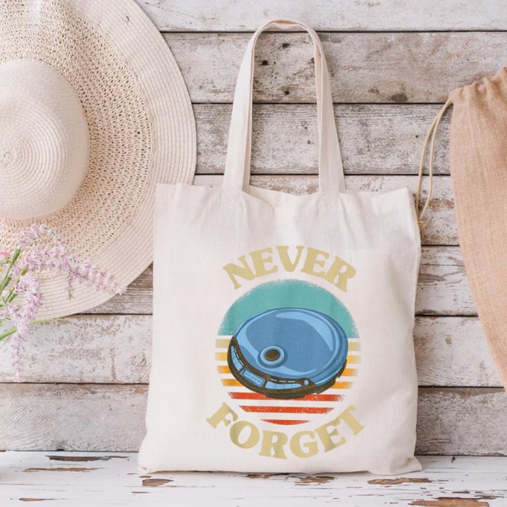 Retro CD Player Never Forget Nostalgia Vintage Canvas Tote Bag