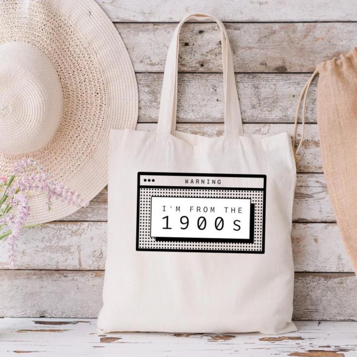 Retro Computer Screen I'm From The 1900s Birthday Canvas Tote Bag Retro Computer Screen I'm From The 1900s Birthday Canvas Tote Bag