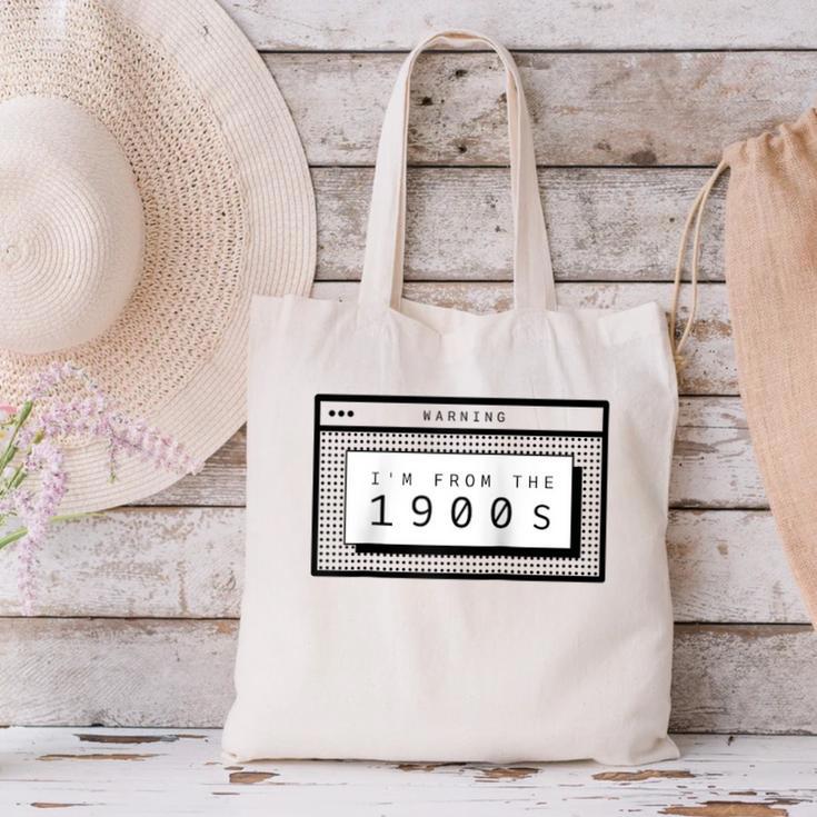 Retro Computer Screen I'm From The 1900s Birthday Raglan Baseball Tee Canvas Tote Bag