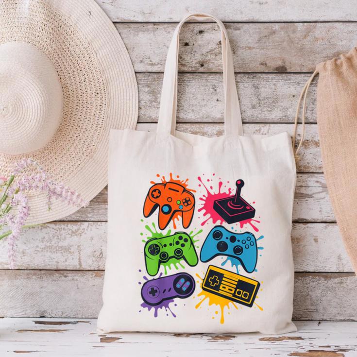 Retro Gamer Controller 80s 90s Video Game Arcade Nostalgia Canvas Tote Bag