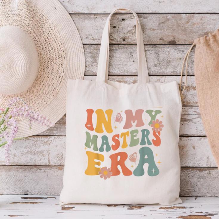 Retro Groovy In My Master's Degree Era Graduation Master Canvas Tote Bag