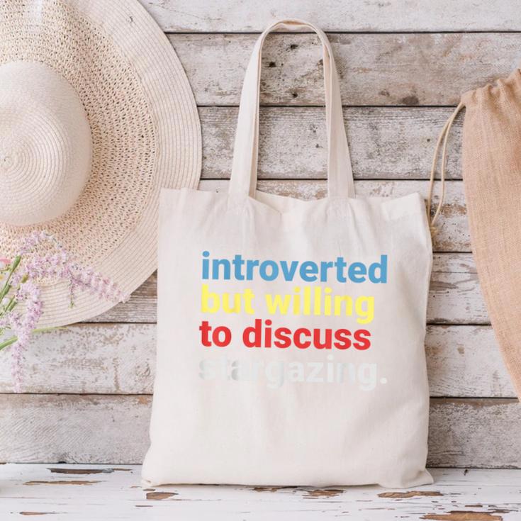 Retro Introverted But Willing Stargazing Lover Canvas Tote Bag