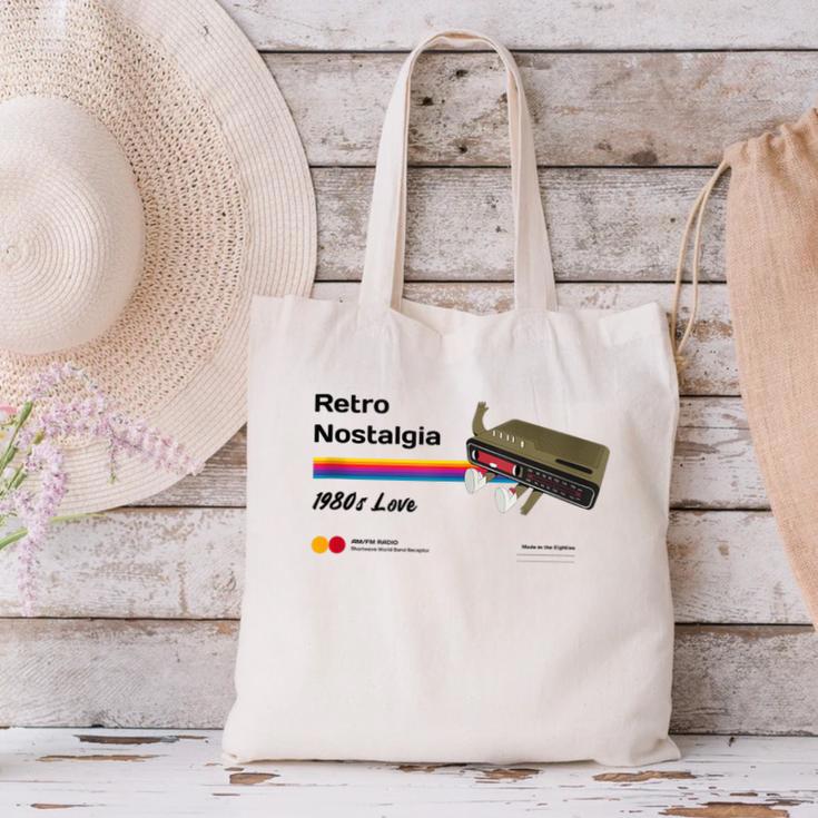 Retro Nostalgia 1980s Love Graphic Canvas Tote Bag