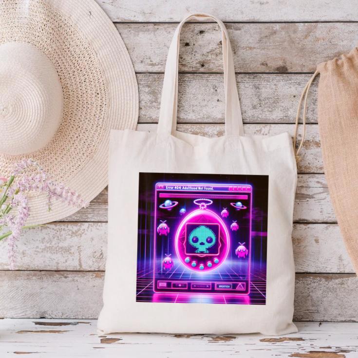 Retro Nostalgia Vaporwave- Error 404 Canvas Tote Bag