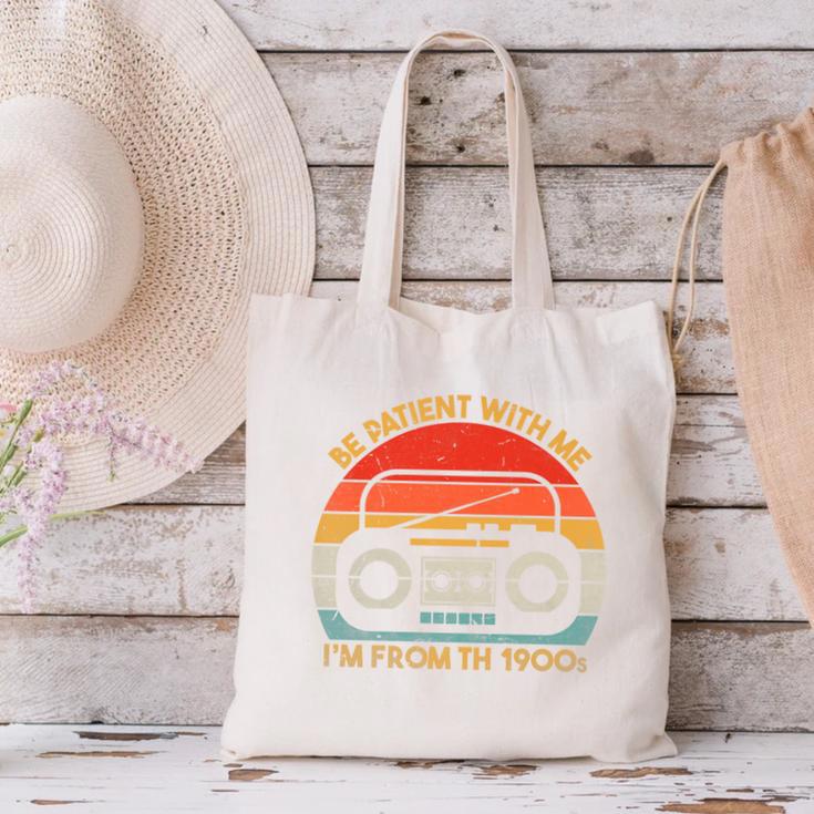 Retro Be Patient With Me I'm From The 1900s Premium Canvas Tote Bag Retro Be Patient With Me I'm From The 1900s Premium Canvas Tote Bag