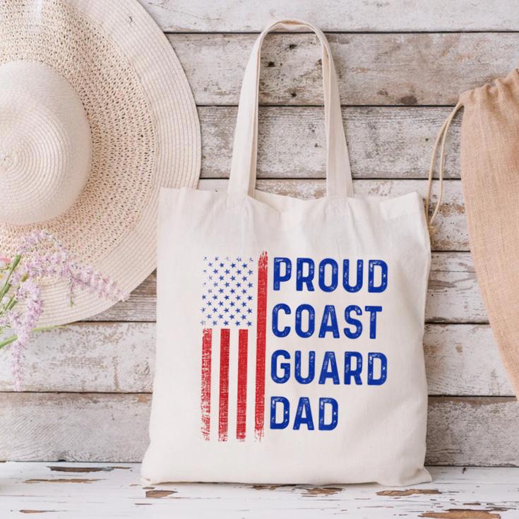 Retro Proud Coast Guard Dad Graduation Dad Usa Flag Outfit Canvas Tote Bag