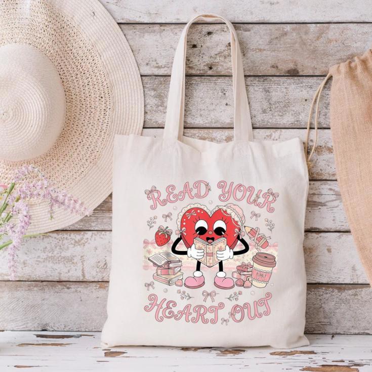 Retro Read Your Heart Out Valentine’s Day Teacher Book Lover Canvas Tote Bag