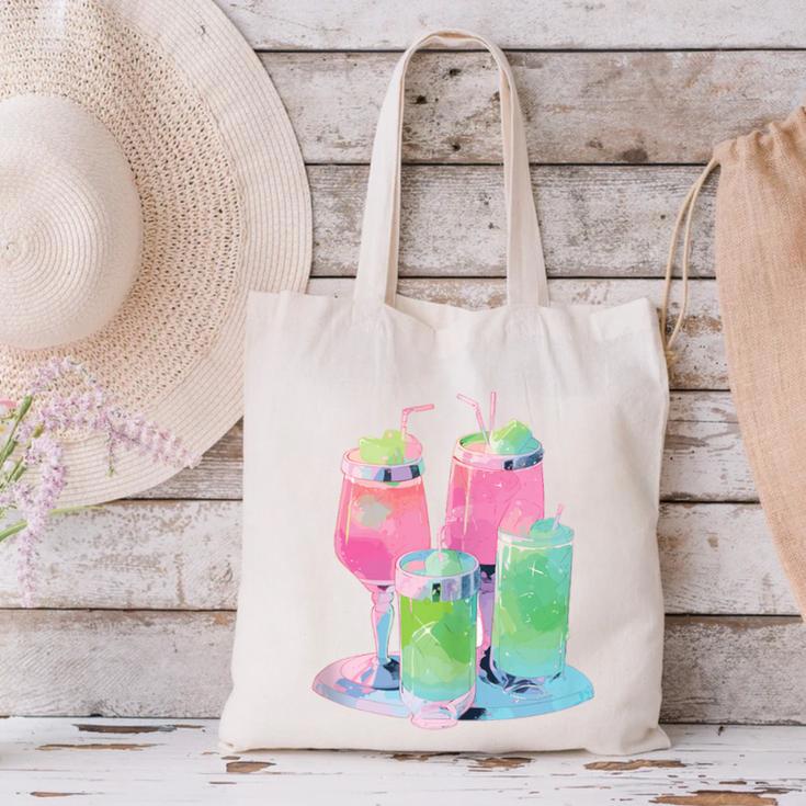 Retro Soft Drinks 80s 90s Nostalgia Cute Anime Aesthetic Tee Canvas Tote Bag