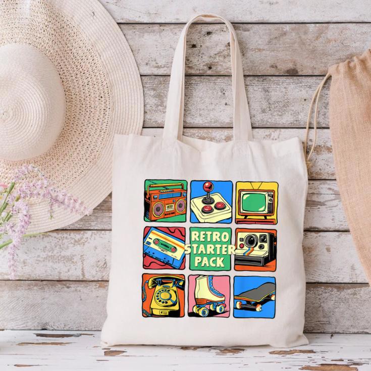 Retro Starter Pack 80s 90s Vintage Nostalgia Cassette Tape Canvas Tote Bag