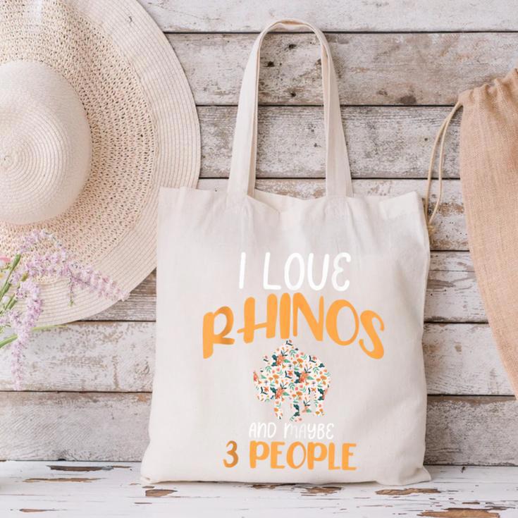 I Like Rhinos And Maybe 3 People Introvert Animal Canvas Tote Bag