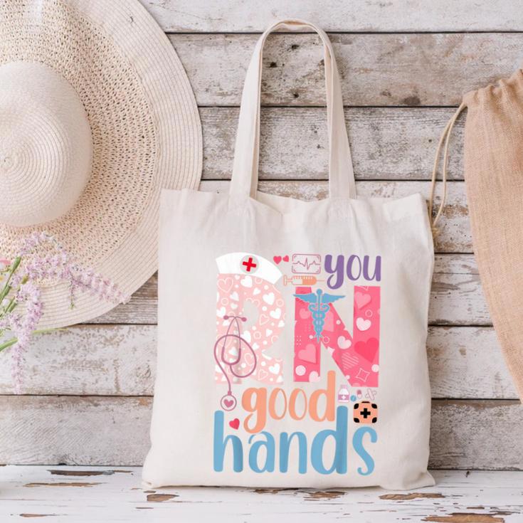 You RN Good Hands Cute Nurse Nursing Student Graduation Canvas Tote Bag