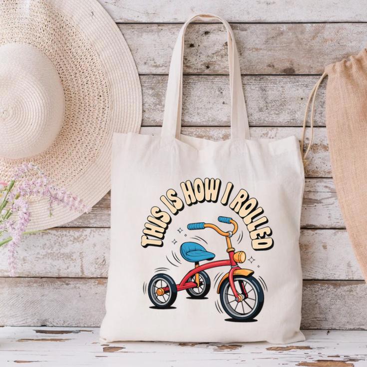 This How I Rolled Retro Tricycle 80s 90s Kid Nostalgia Premium Tri-Blend Canvas Tote Bag