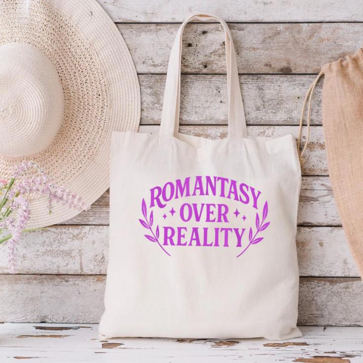 Romantasy Book Reader Aesthetic With Fantasy Feels Canvas Tote Bag