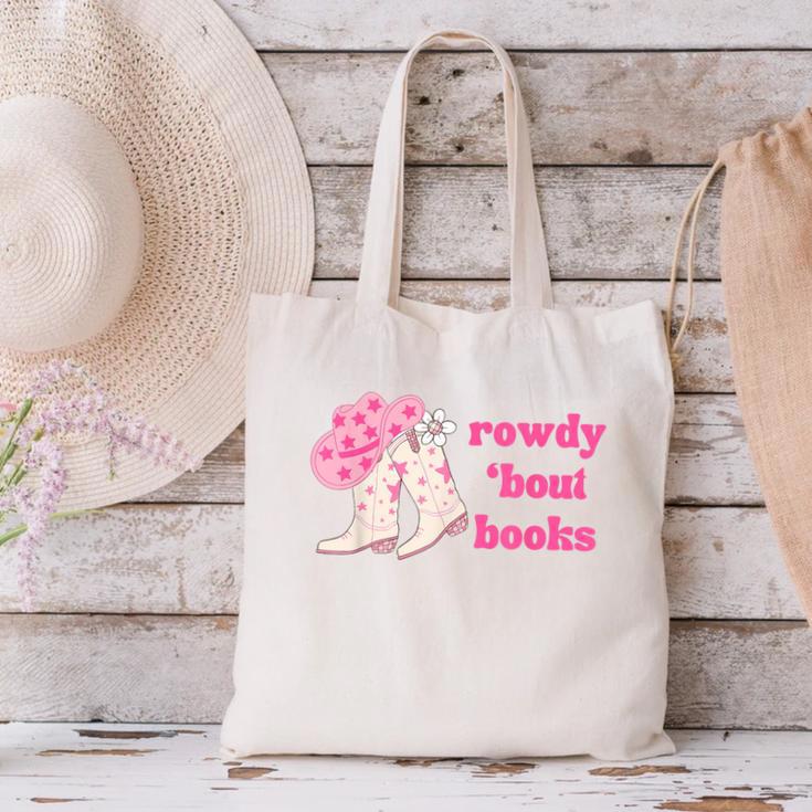 Rowdy 'Bout Books Cowboy Lovers Canvas Tote Bag