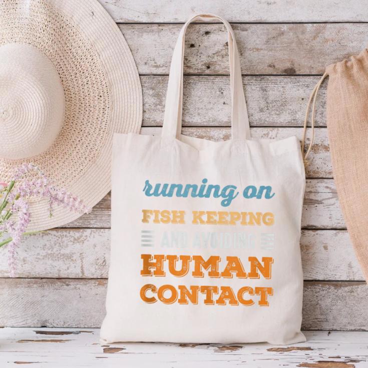 Running On Fish Keeping Social Introvert Humor Vintage Canvas Tote Bag Running On Fish Keeping Social Introvert Humor Vintage Canvas Tote Bag