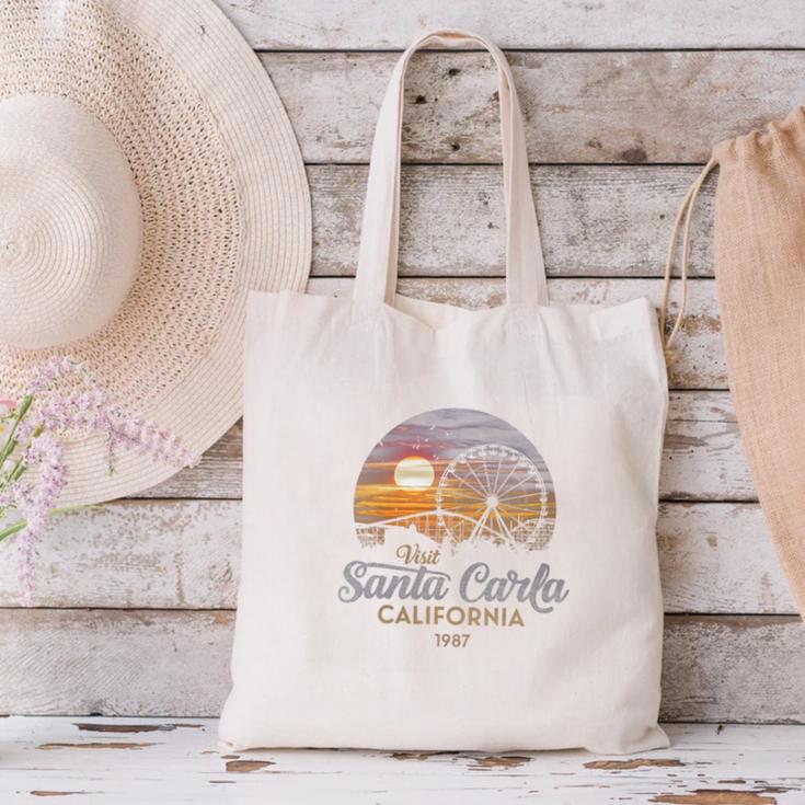 Santa Carla 1987 California Retro Sunset Nostalgia Canvas Tote Bag Santa Carla 1987 California Retro Sunset Nostalgia Canvas Tote Bag