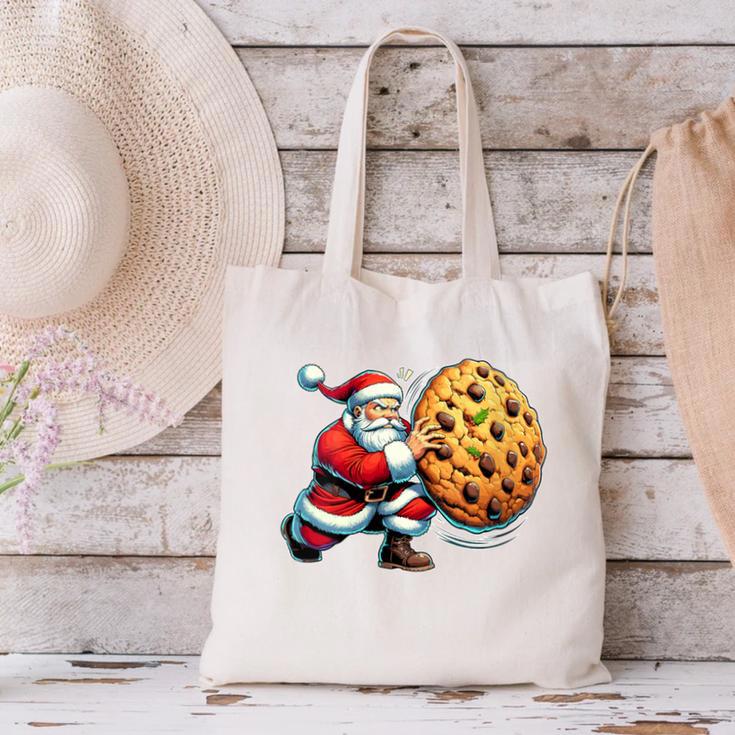 Santa Holding Cookie Xmas Baker Introvert Christmas Canvas Tote Bag