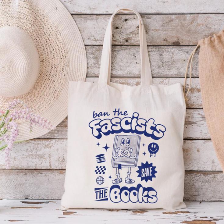 Save The Books Ban Fascists Stand For Book Readers Canvas Tote Bag