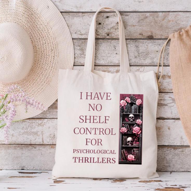 Saying Psychological Thriller Book Reader Lover Canvas Tote Bag Saying Psychological Thriller Book Reader Lover Canvas Tote Bag