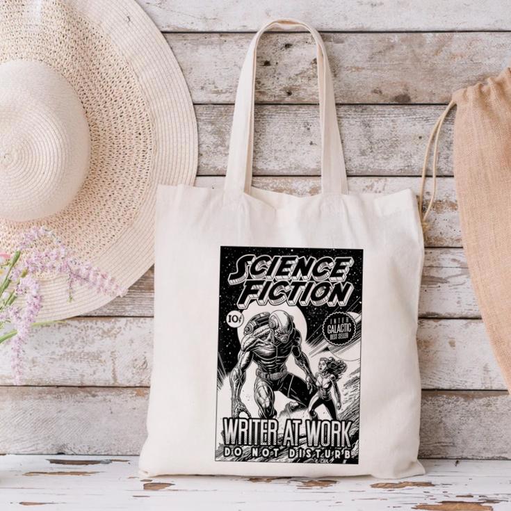 Science Fiction Writer At Work Vintage Book Cover Canvas Tote Bag