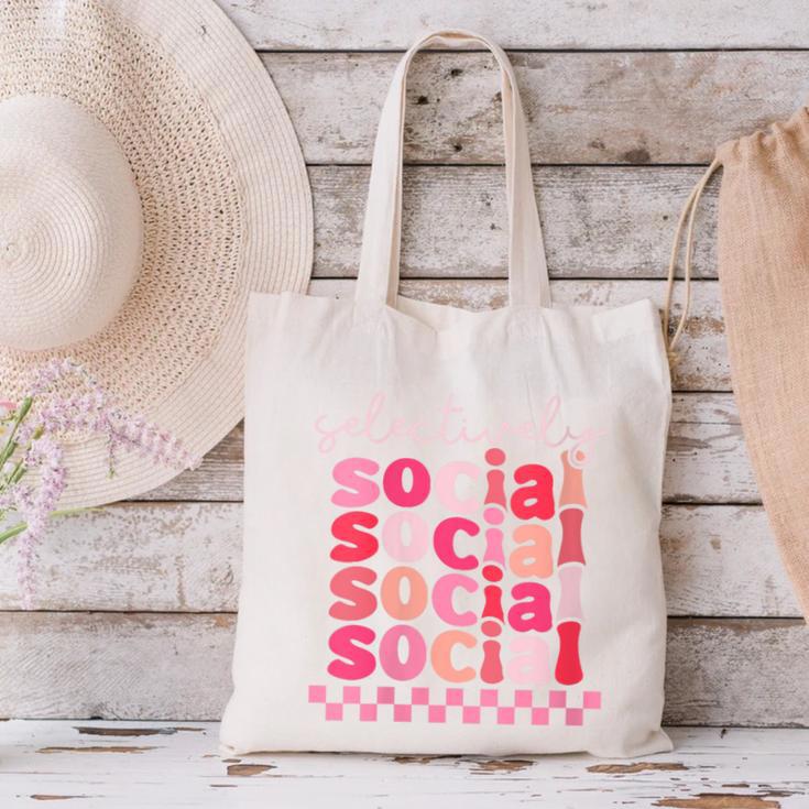 Selectively Social Sarcastic Introvert Humor Canvas Tote Bag
