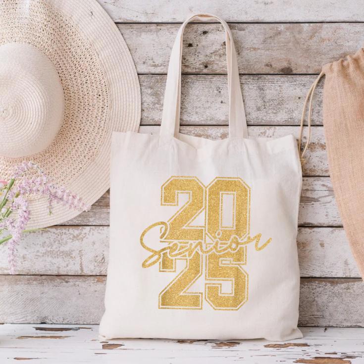 Senior 2025 Class Of 2025 Gold Senior Graduation Canvas Tote Bag