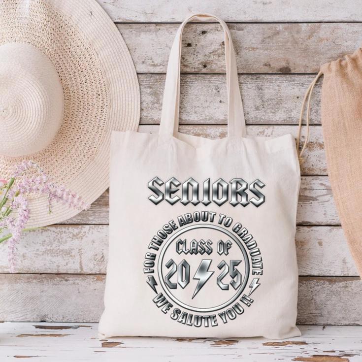 Senior 2025 Classic Rock Graduation We Salute You Canvas Tote Bag