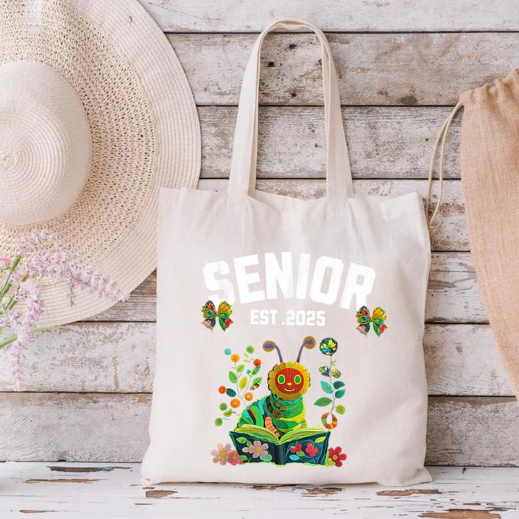 Senior 2025 Graduation Caterpillar For Kids Cute Coquette Canvas Tote Bag